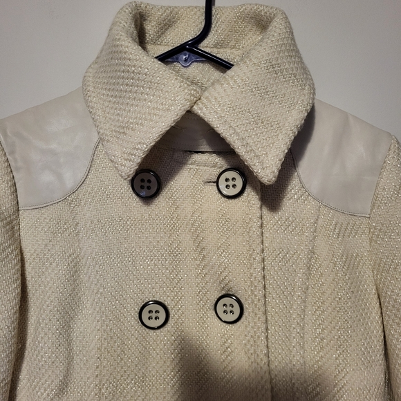 Mackage women's wool leather cream pea coat size M - Picture 3 of 10